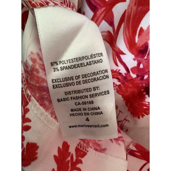 NEW Mario Serrani Italy Stretch Shift Dress Women's Size 4 Red Floral Sleeveless - Picture 5 of 7